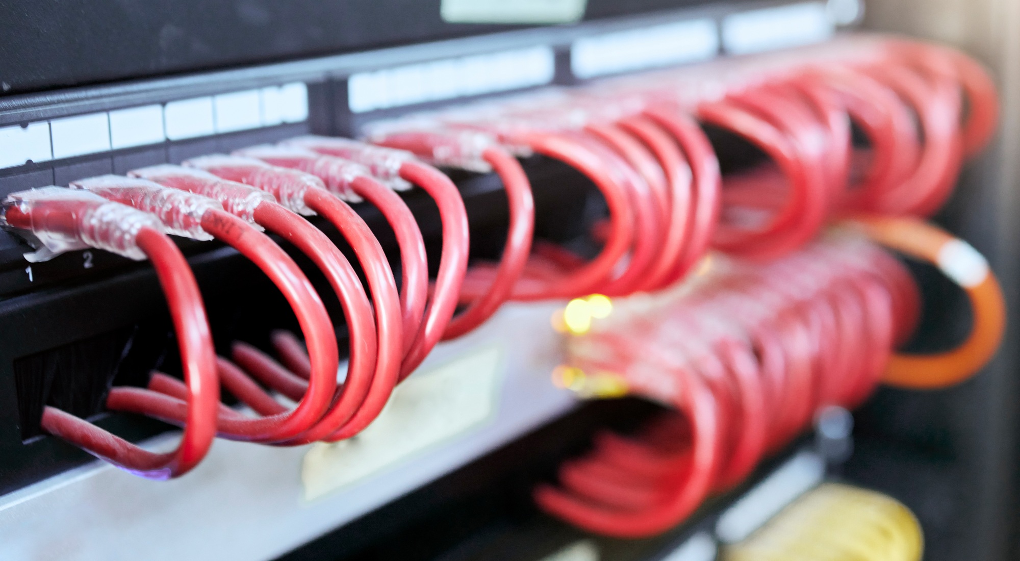 IT, server and cables for cyber security, internet safety and information technology in business. C IT, server and cables for cyber security, internet safety and information technology in business. C